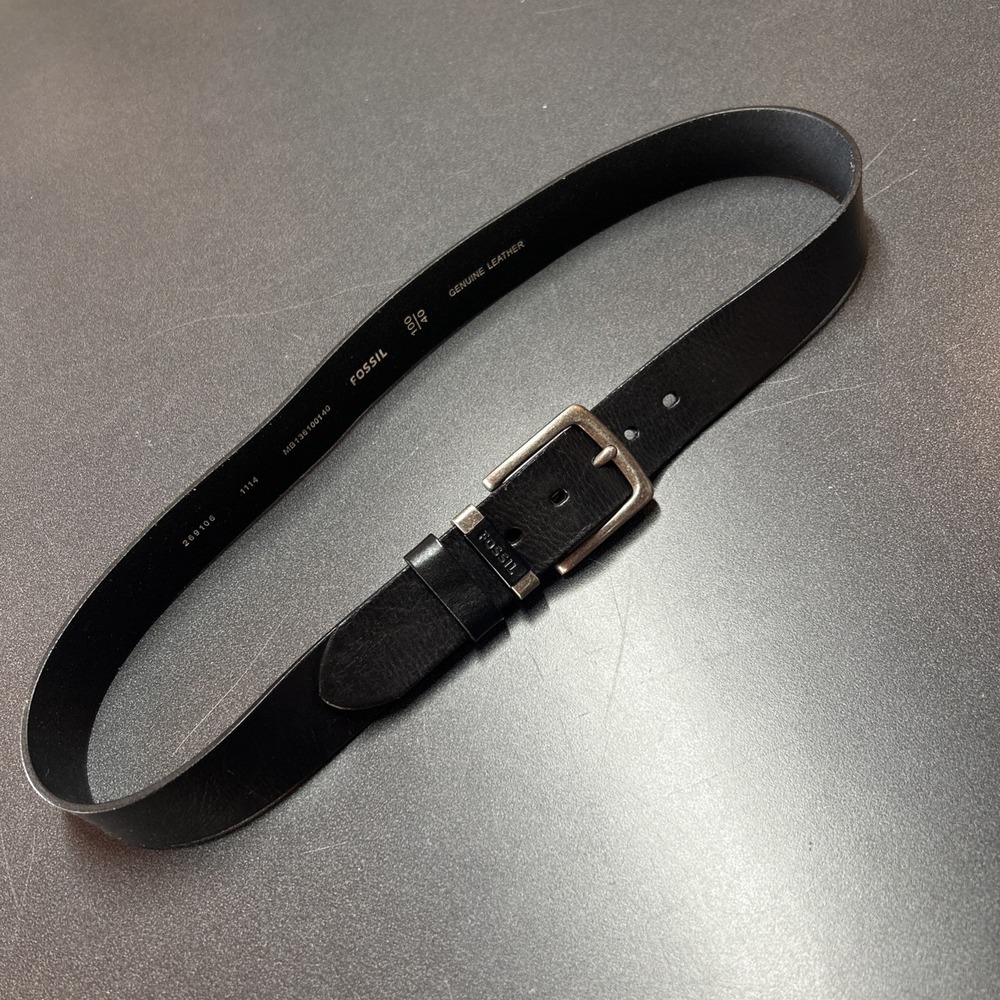 Fossil Stretched Black Genuine Leather Belt - Men's Size 40‎